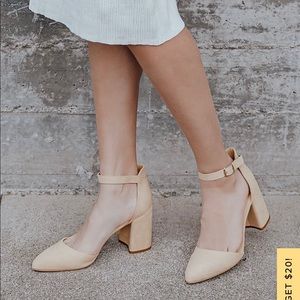 Ellarose Light Nude Suede Ankle Strap Heels